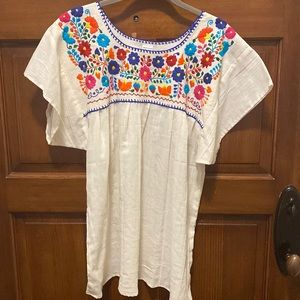 Embroidered Floral Mexican Blouse
